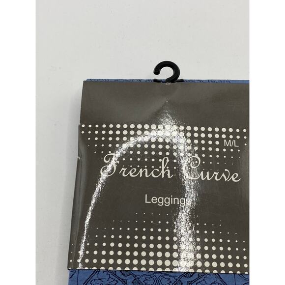 FRENCH CURVE Women's Blue Printed Stretch Pull-on Lightweight Leggings SZ M/L - Picture 6 of 9